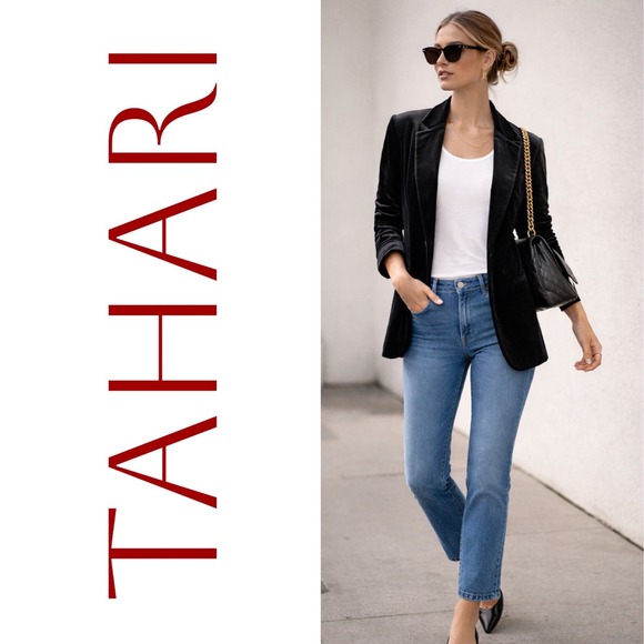 Tahari NWT Womens Black Velvet Single Button Blazer Jacket Notched Lapel Large - Picture 13 of 15